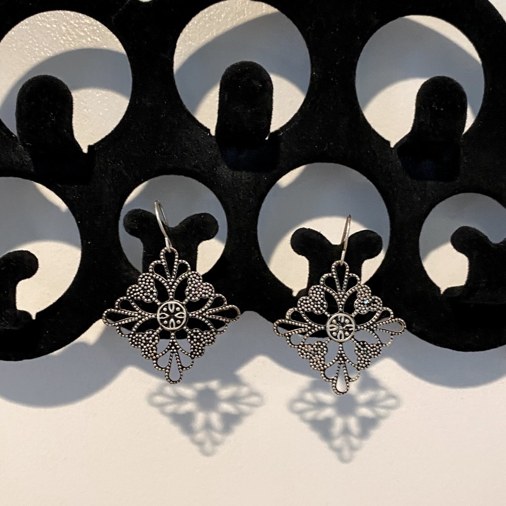 Sterling Silver Vintage Dangle Statement Earrings - image 1